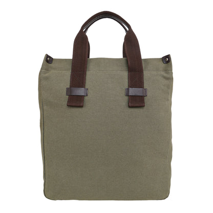 Olive Canvas Tote Bag for Men with Front Pocket & Zip Interior | TZARO - TZGOB719