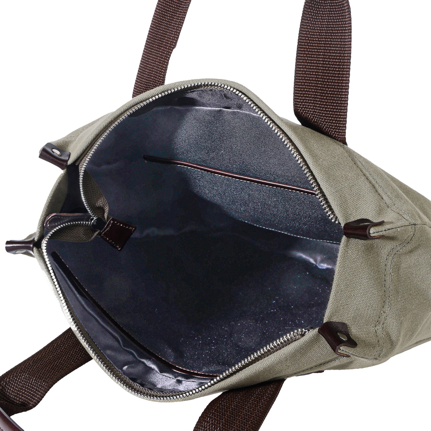 Olive Canvas Tote Bag for Men with Front Pocket & Zip Interior | TZARO - TZGOB719