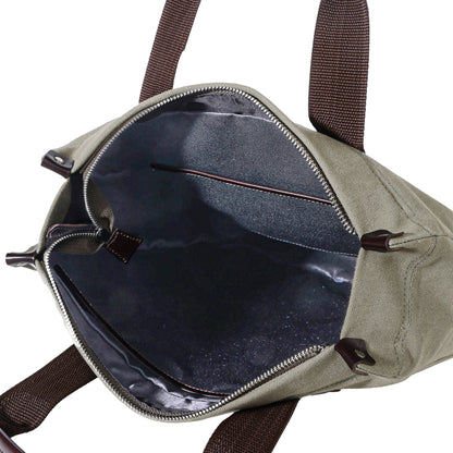 Olive Canvas Tote Bag for Men with Front Pocket & Zip Interior | TZARO - TZGOB719