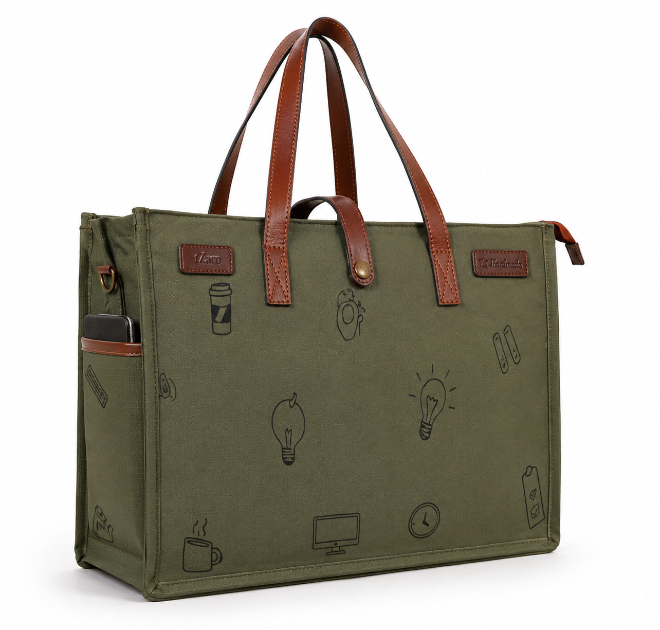 Olive Canvas Laptop Bag for Men | TZARO - TZLNCHOF710