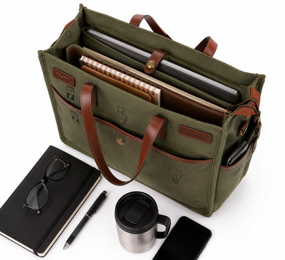Olive Canvas Laptop Bag for Men | TZARO - TZLNCHOF710