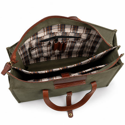 Olive Canvas Laptop Bag for Men | TZARO - TZLNCHOF710