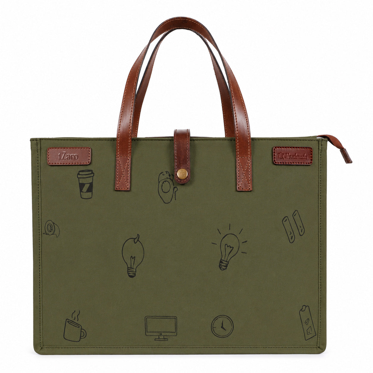 Olive Canvas Laptop Bag for Men | TZARO - TZLNCHOF710