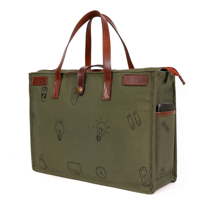 Olive Canvas Laptop Bag for Men | TZARO - TZLNCHOF710