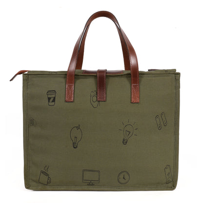 Olive Canvas Laptop Bag for Men | TZARO - TZLNCHOF710