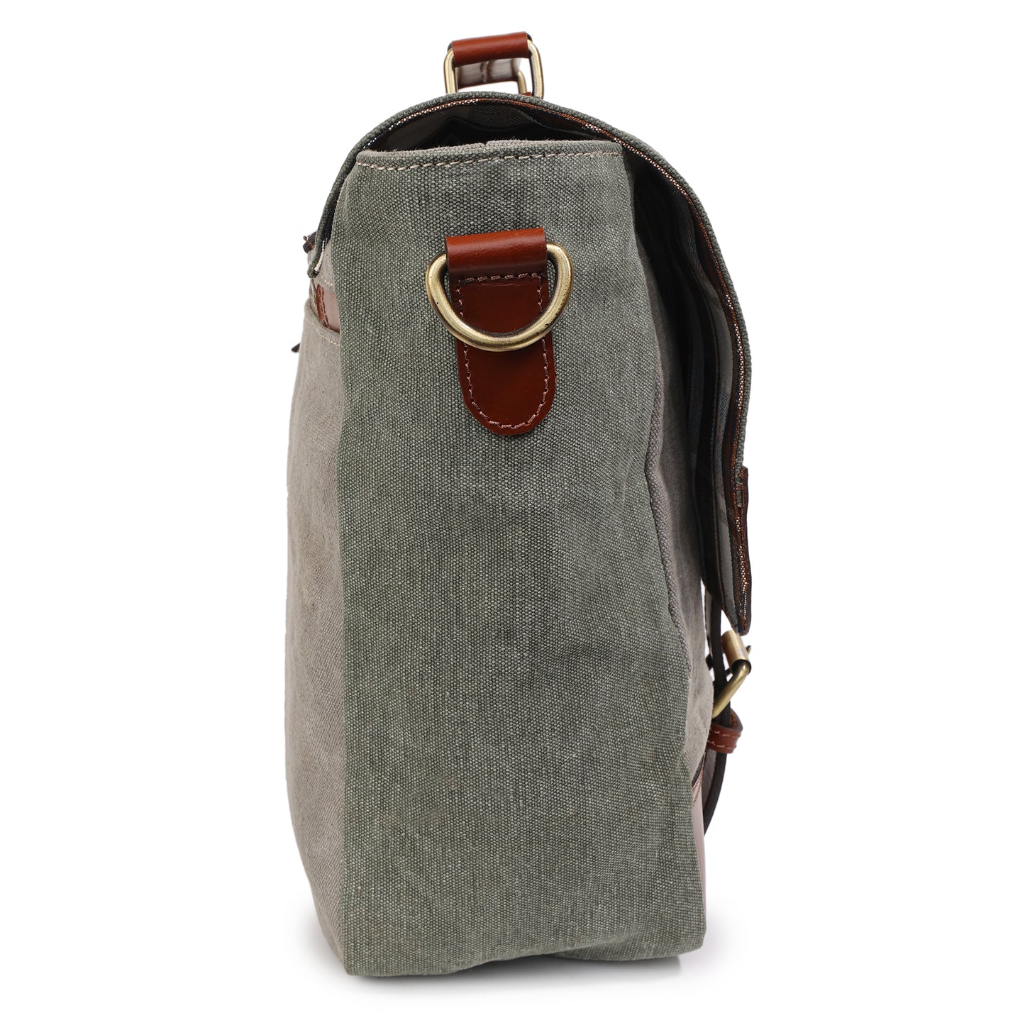 Olive Canvas & Genuine Leather Bag for Men | TZARO - TZSIYCNLTH670