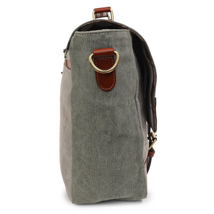 Olive Canvas & Genuine Leather Bag for Men | TZARO - TZSIYCNLTH670