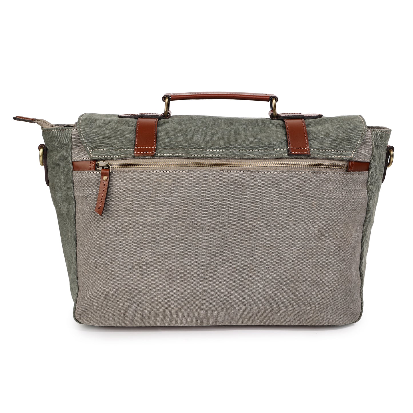 Olive Canvas & Genuine Leather Bag for Men | TZARO - TZSIYCNLTH670