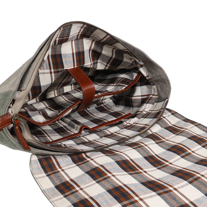 Olive Canvas & Genuine Leather Bag for Men | TZARO - TZSIYCNLTH670