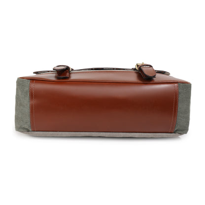Olive Canvas & Genuine Leather Bag for Men | TZARO - TZSIYCNLTH670