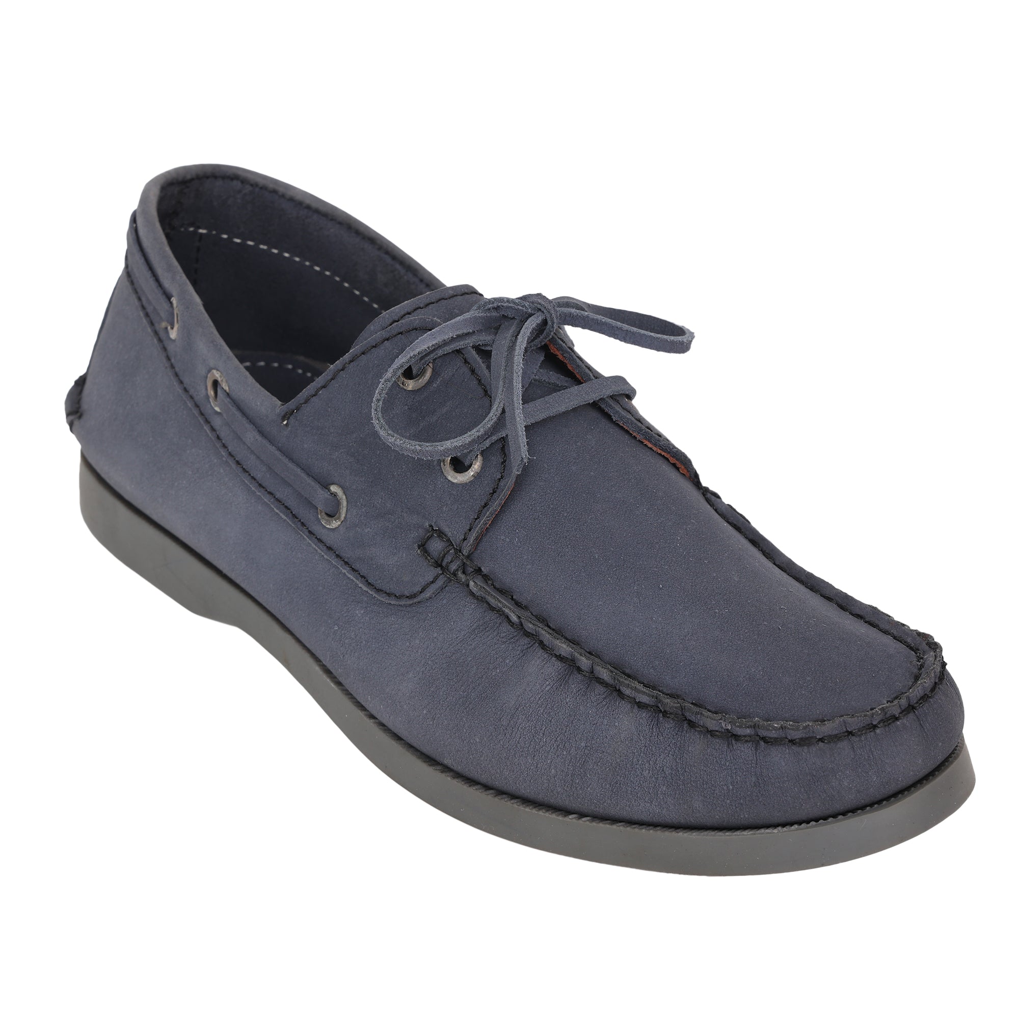True Moccasin Pure Leather, Navy Blue Boat Shoes - TIMBERNAVY