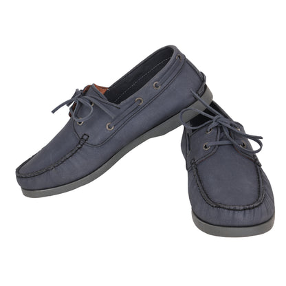 True Moccasin Pure Leather, Navy Blue Boat Shoes - TIMBERNAVY