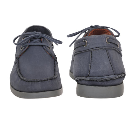 True Moccasin Pure Leather, Navy Blue Boat Shoes - TIMBERNAVY
