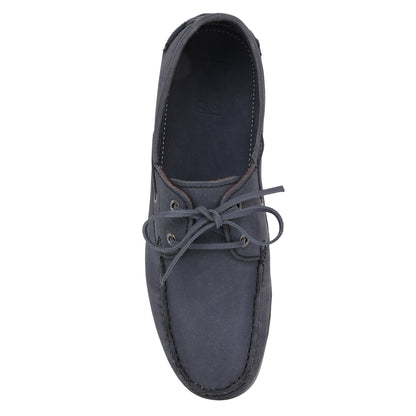 True Moccasin Pure Leather, Navy Blue Boat Shoes - TIMBERNAVY