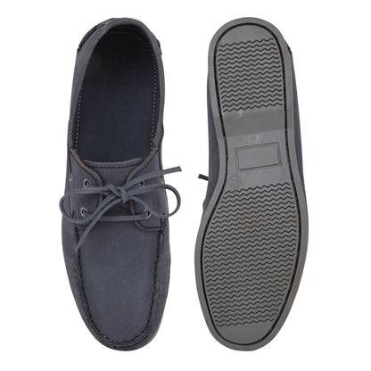 True Moccasin Pure Leather, Navy Blue Boat Shoes - TIMBERNAVY