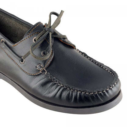 True Moccasin Pure Leather Black Boat Shoes - Timber(Black), TimberBLK
