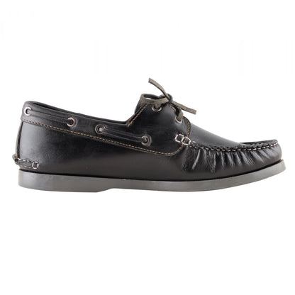 True Moccasin Pure Leather Black Boat Shoes - Timber(Black), TimberBLK
