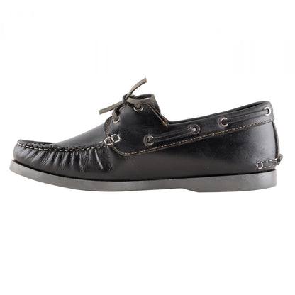 True Moccasin Pure Leather Black Boat Shoes - Timber(Black), TimberBLK