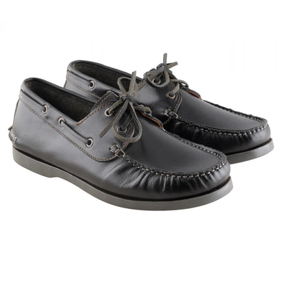 True Moccasin Pure Leather Black Boat Shoes - Timber(Black), TimberBLK