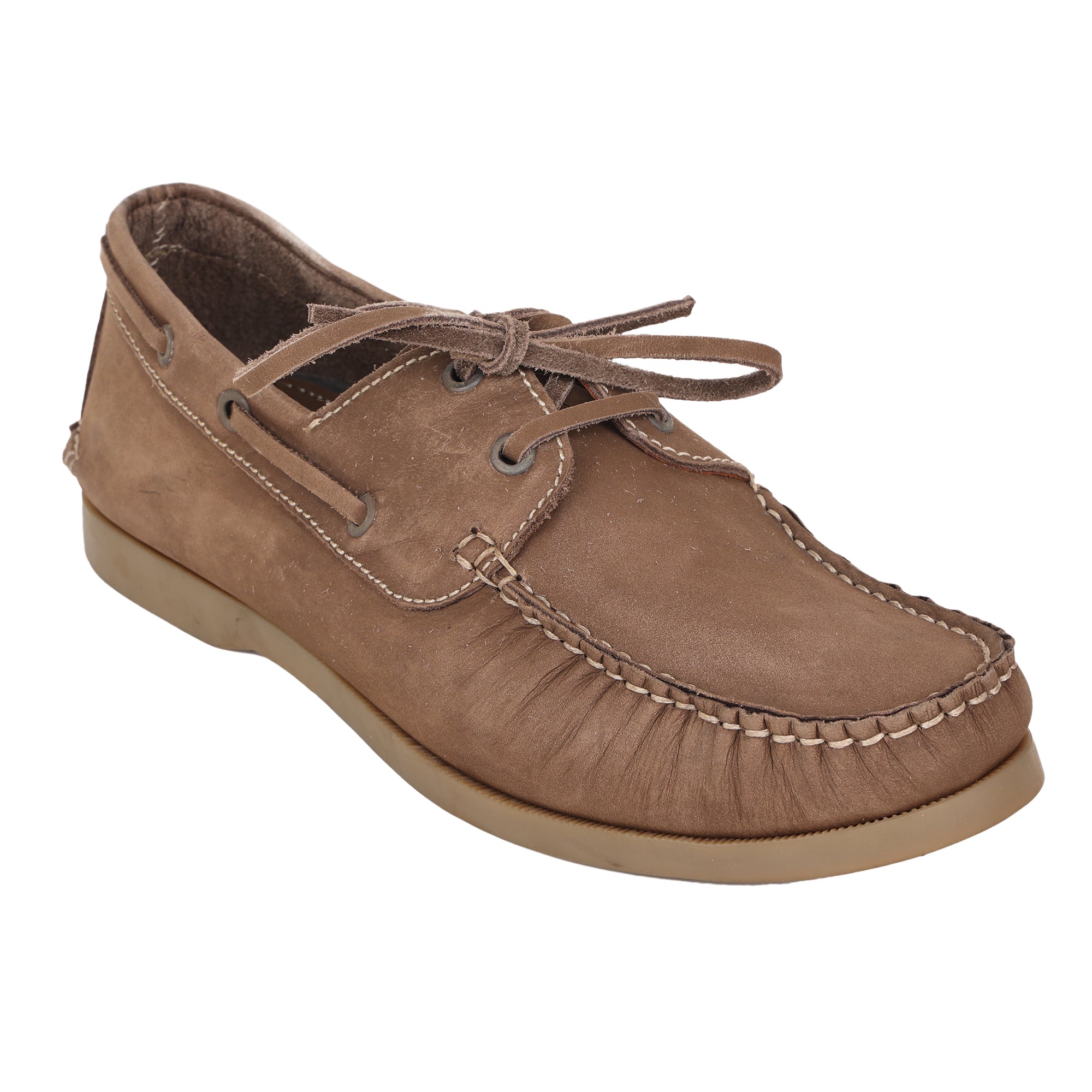 True Moccasin Pure Leather, Brown Boat Shoes - TIMBERNUBRW