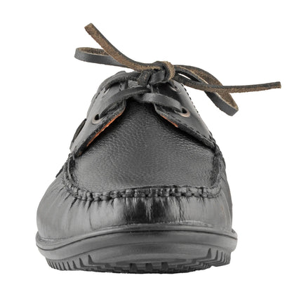 Pure Leather Black Boat Shoes with Rubber Sole - Timberam