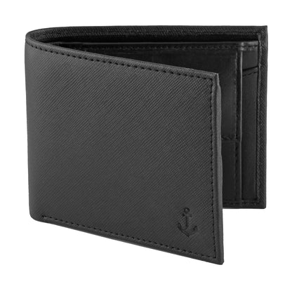 Black Pure Leather Textured Bifold Wallet for Men | TZARO - WLTZPRVDCMB51
