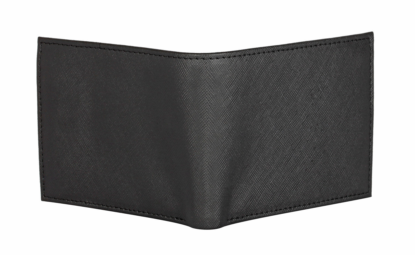 Black Pure Leather Textured Bifold Wallet for Men | TZARO - WLTZPRVDCMB51