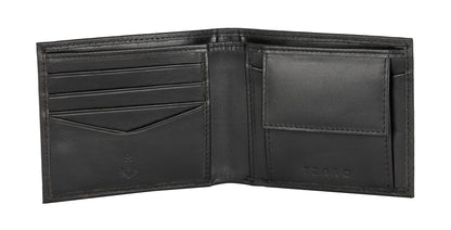 Black Pure Leather Textured Bifold Wallet for Men | TZARO - WLTZPRVDCMB51