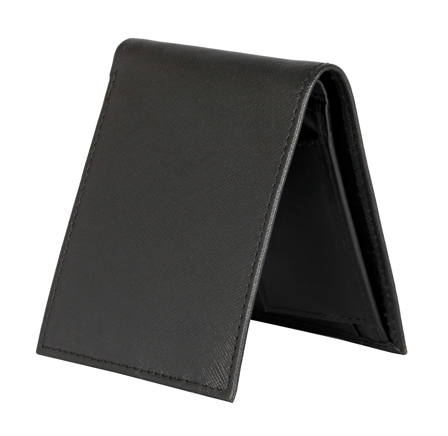 Black Pure Leather Textured Bifold Wallet for Men | TZARO - WLTZPRVDCMB51