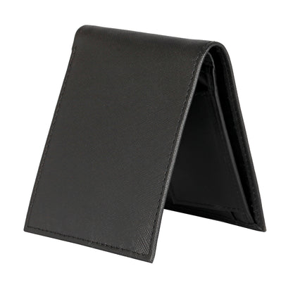 Black Pure Leather Textured Bifold Wallet for Men | TZARO - WLTZPRVDCMB51