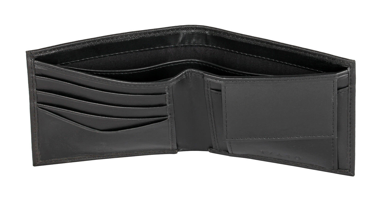 Black Pure Leather Textured Bifold Wallet for Men | TZARO - WLTZPRVDCMB51