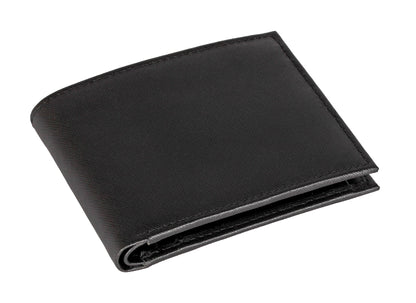 Black Pure Leather Textured Bifold Wallet for Men | TZARO - WLTZPRVDCMB51