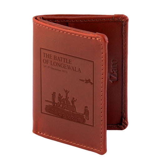 Tzaro Longewala Edition pure leather micro wallet tan brown Battle of Longewala embossed - ZCCSM101ANL