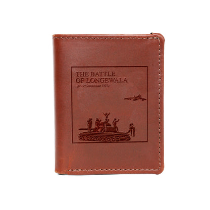 Tzaro Longewala Edition tan micro wallet front view close up embossed