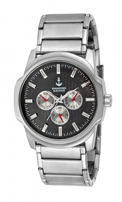 TZARO Textured Dial Multifunction Watch - Anchor Steel, ZMTDS3JGRY