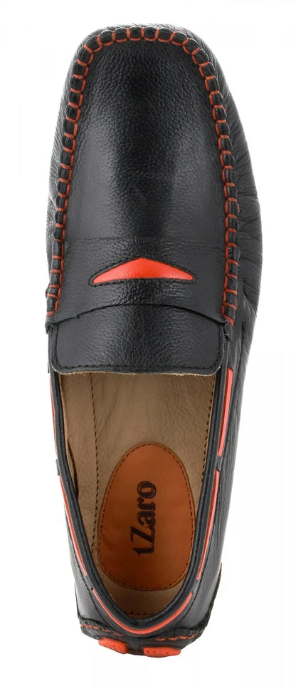 Pure Leather Black Driving Shoes  -  ZN2340BLKORN
