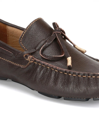 Genuine Leather Chocolate Color  Driving Shoes  -  ZN23B12DKCHC