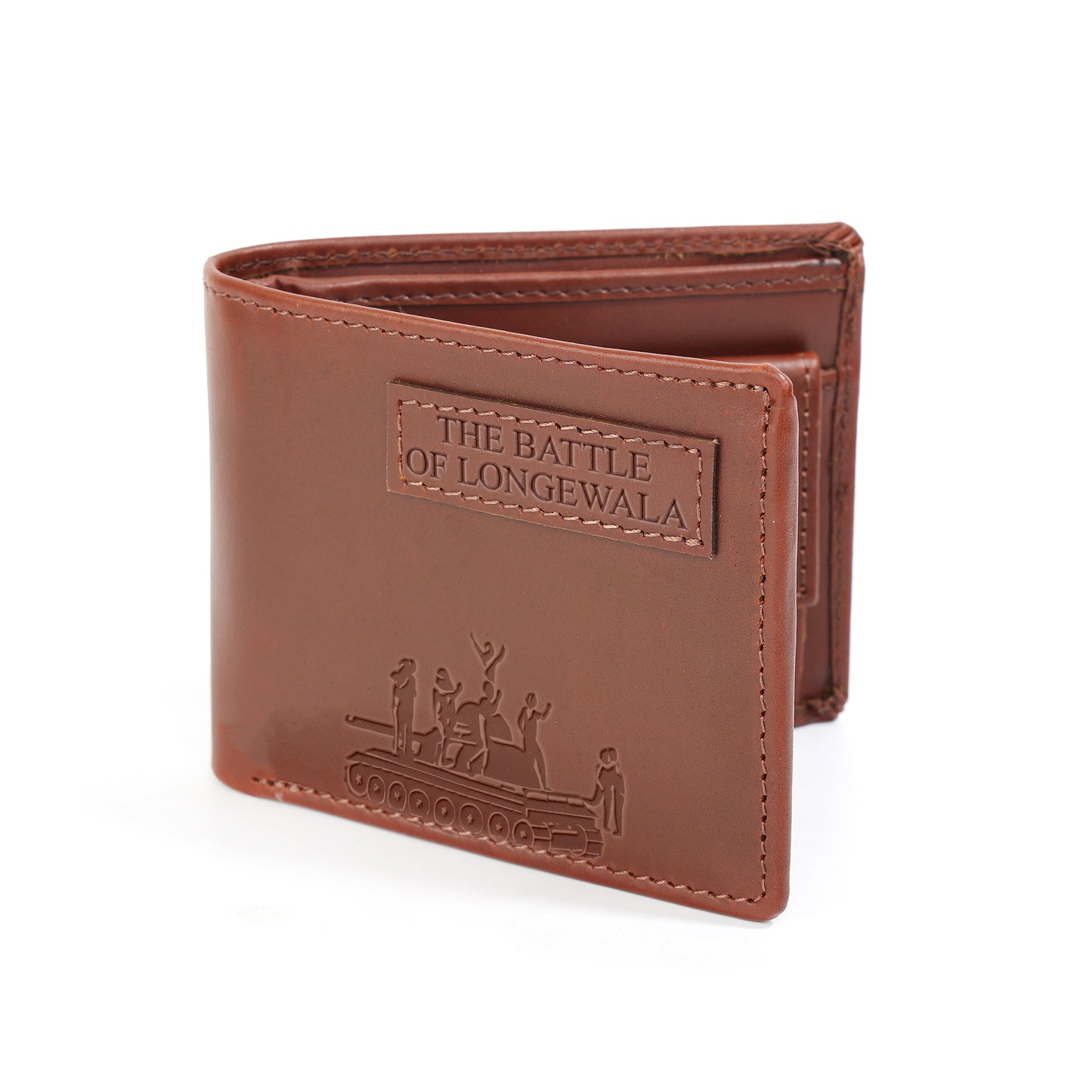 Tzaro Indian Army brown leather wallet interior card slots compartment view