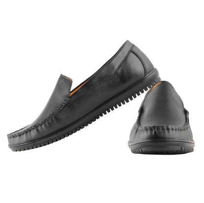 Pure Leather Black Moccasin with Powerful Grip – Zuketu